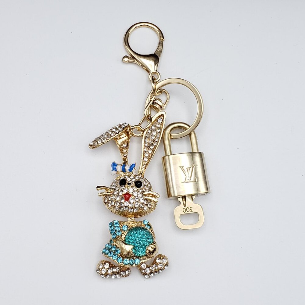 LV Gold Padlock 🔑 Authentic Louis Vuitton Charm + Unbranded Bunny Keychain